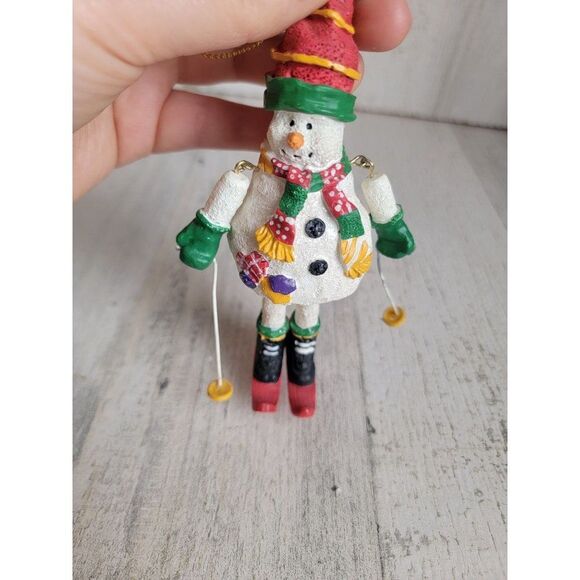 Unique glitter dangling skiing snowman ornament Xmas - Picture 3 of 7
